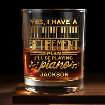 Personalized Piano Retirement Whiskey Glass with custom name and musical notes design image 7