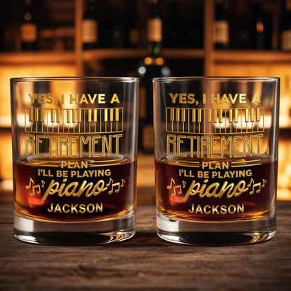 Piano Retirement Whiskey Glass personalization view for Dad