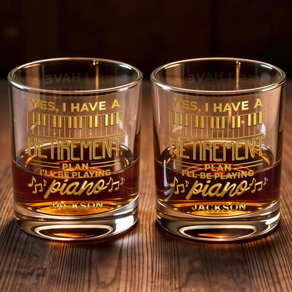 Personalized Piano Retirement Whiskey Glass with custom name and musical notes design image 6