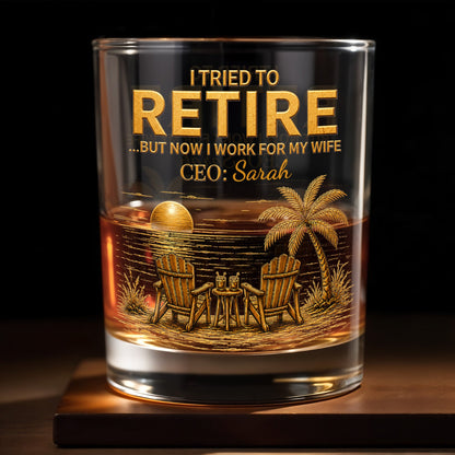 Personalized Retirement Whiskey Glass for Husband with personalized design details for meaningful gifting