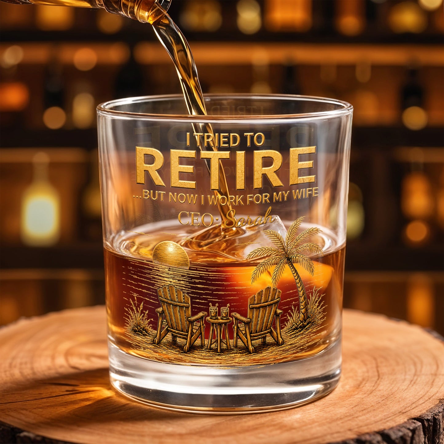 Mug material and size view - Personalized Retirement Whiskey Glass