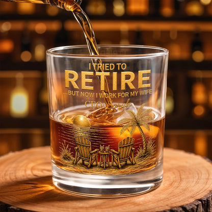 Mug material and size view - Personalized Retirement Whiskey Glass