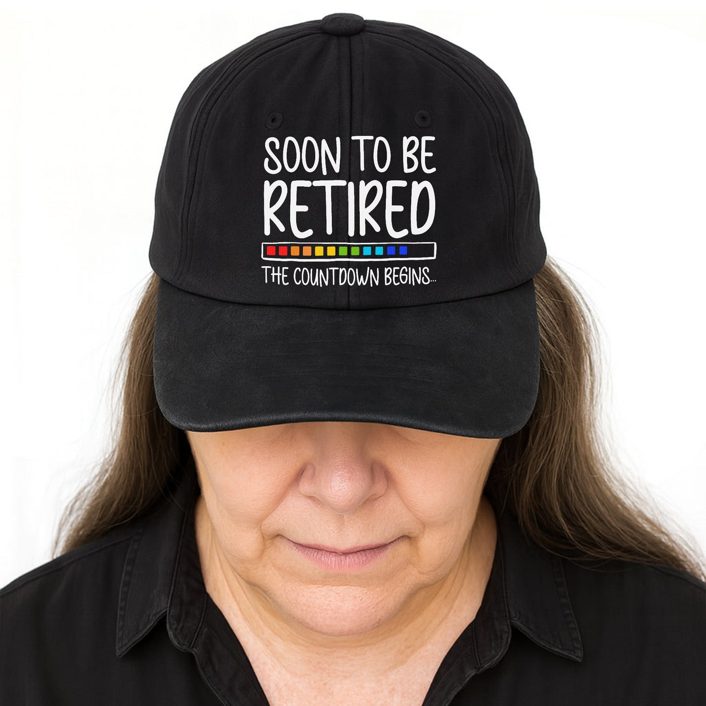 Soon To Be Retired The Countdown Begins - Personalized Vintage Washed Denim Cap