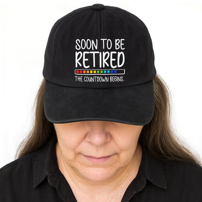 Soon To Be Retired The Countdown Begins - Personalized Vintage Washed Denim Cap