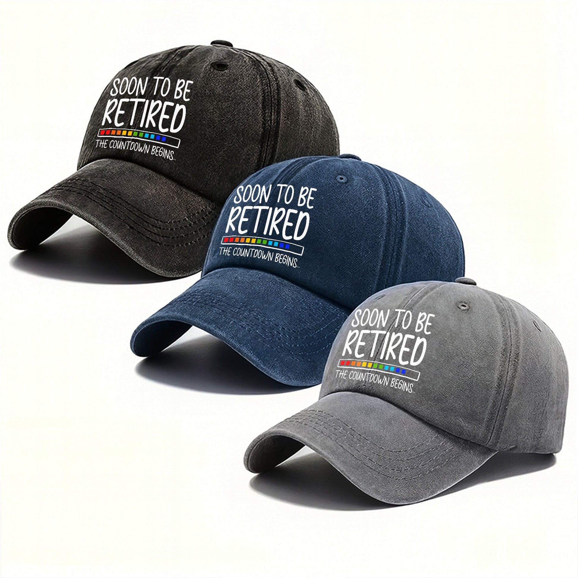 Soon To Be Retired The Countdown Begins - Personalized Vintage Washed Denim Cap