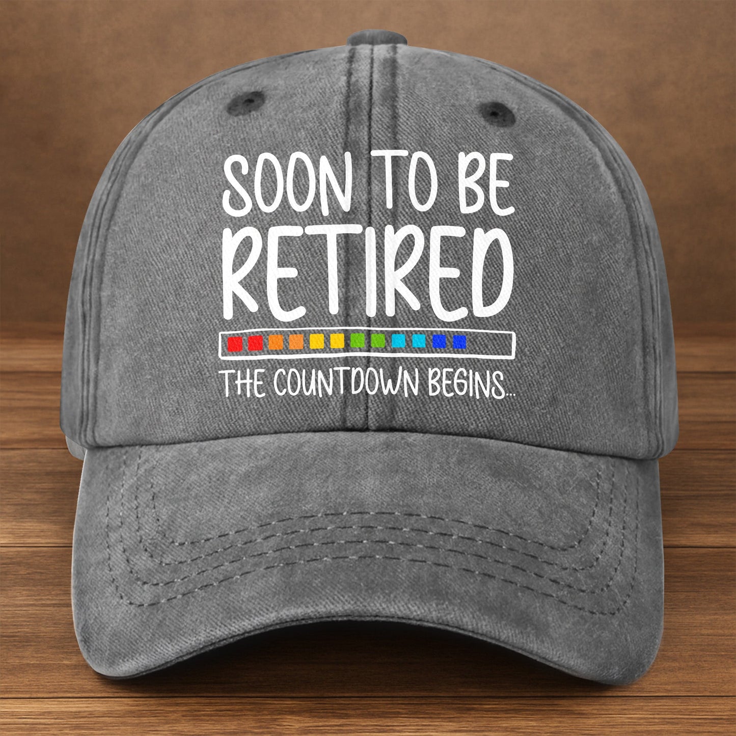 Soon To Be Retired The Countdown Begins - Personalized Vintage Washed Denim Cap