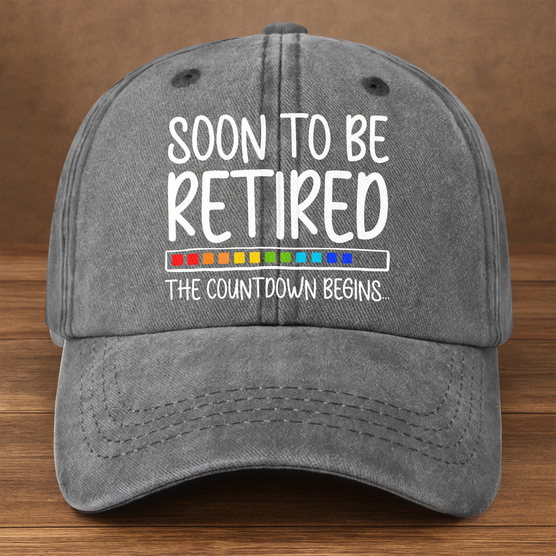 Soon To Be Retired The Countdown Begins - Personalized Vintage Washed Denim Cap