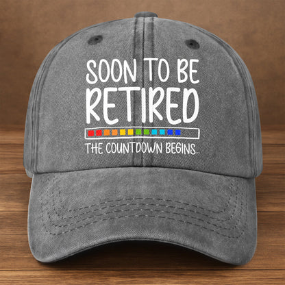 Soon To Be Retired The Countdown Begins - Personalized Vintage Washed Denim Cap