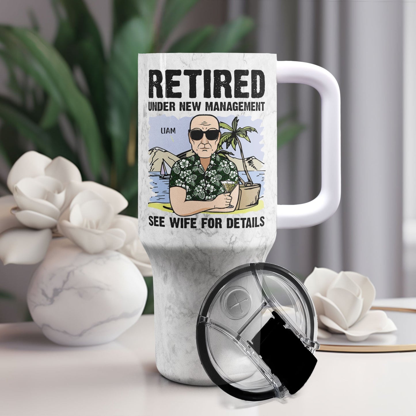 Retired Under New Management See My Wife - Personalized Tumbler With Straw