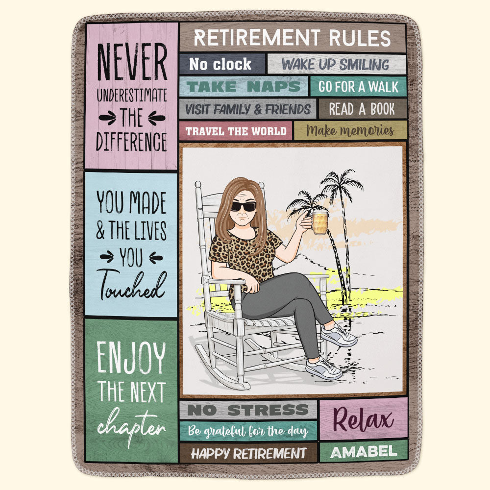 Retirement Rules Enjoy The Next Chapter - Personalized Custom Blanket