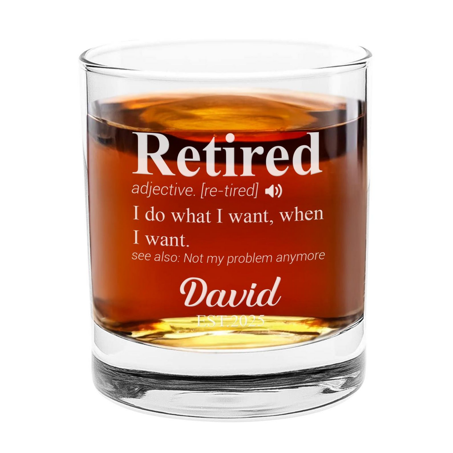 Retirement Definition - Personalized Custom Whiskey Glass