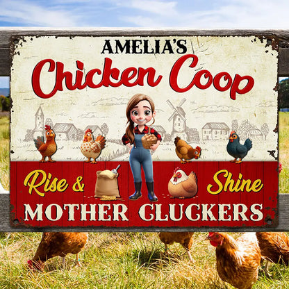 Funny, Farm, Gift For Wife, Gift For Yourself, Gift For Women - Rise And Shine Mother Cluckers - Personalized Classic Metal Signs