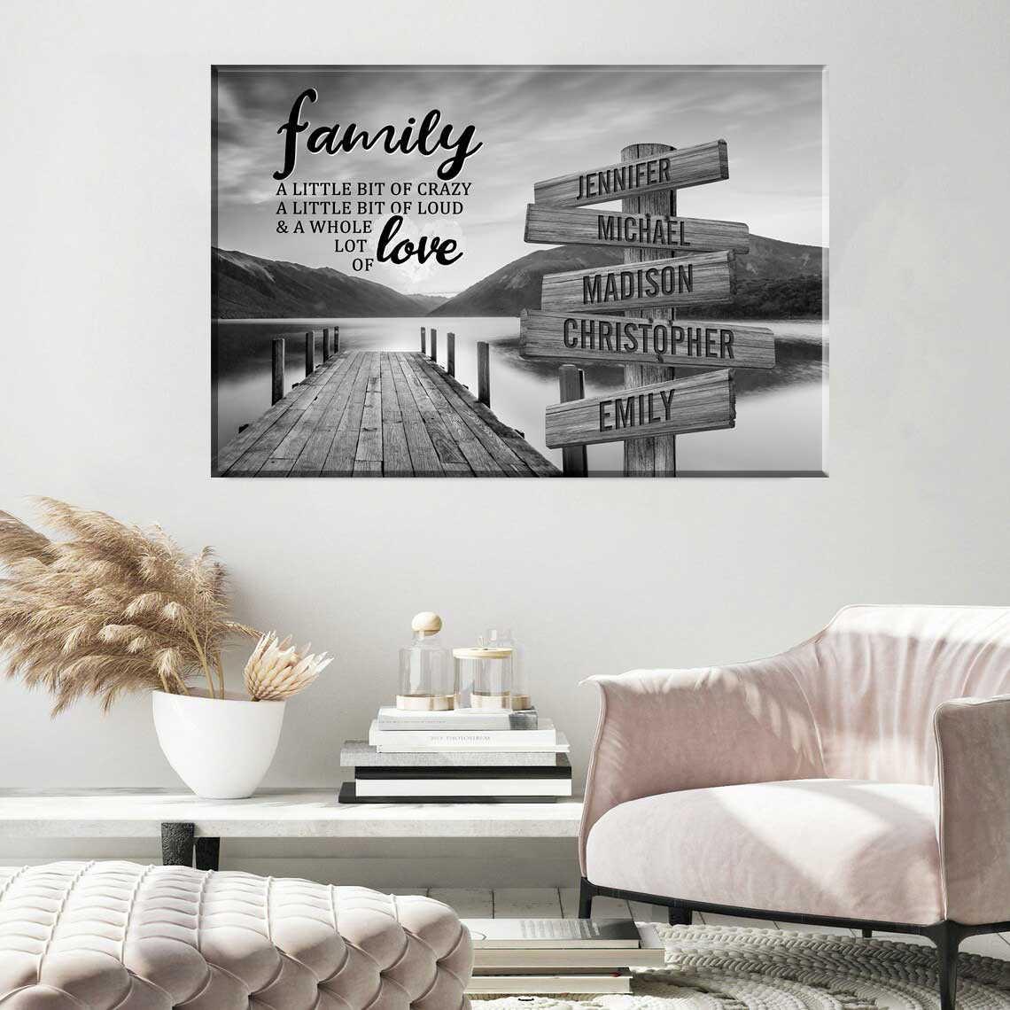 Family: A Little Bit Crazy, A Little Bit Loud & A Whole Lot of Love - Personalized Canvas Art