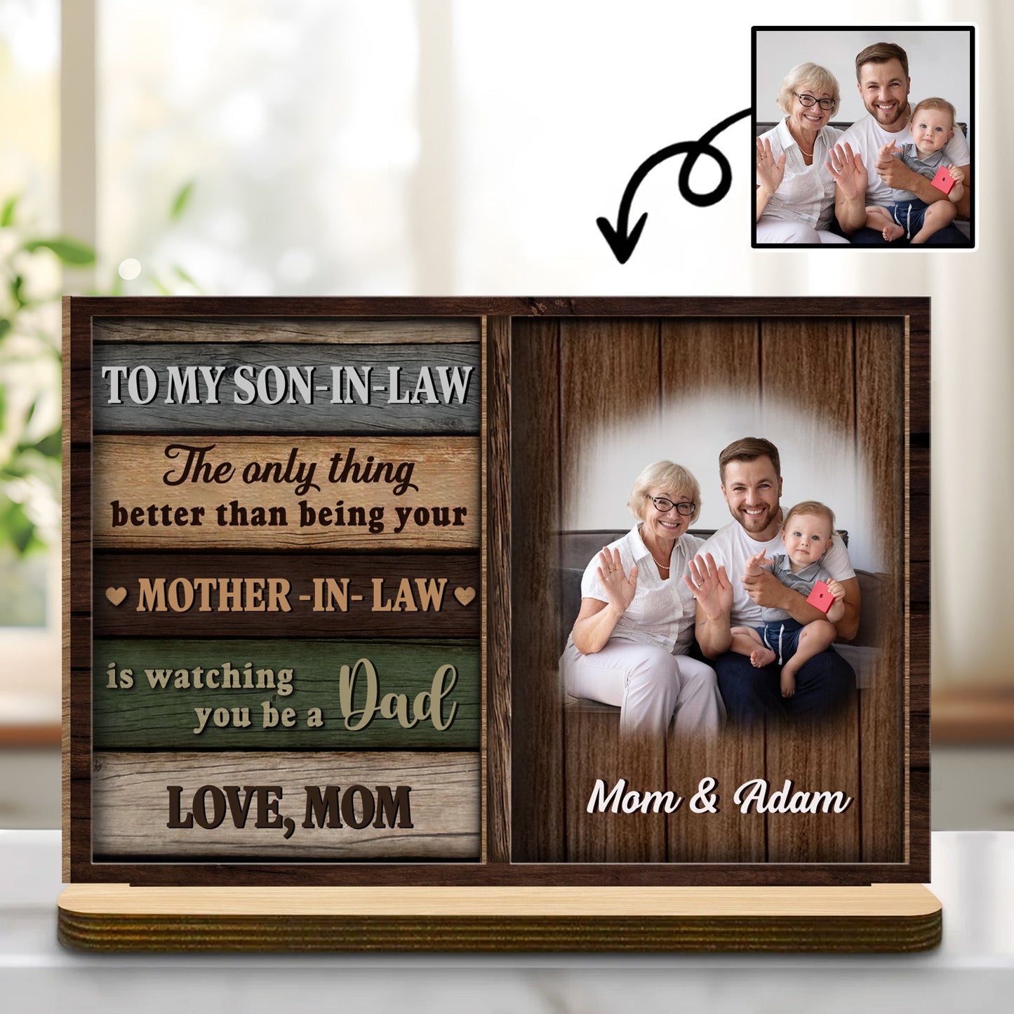 To My Son-In-Law Watching You Be A Dad - Personalized 2-Layer Wood Plaque