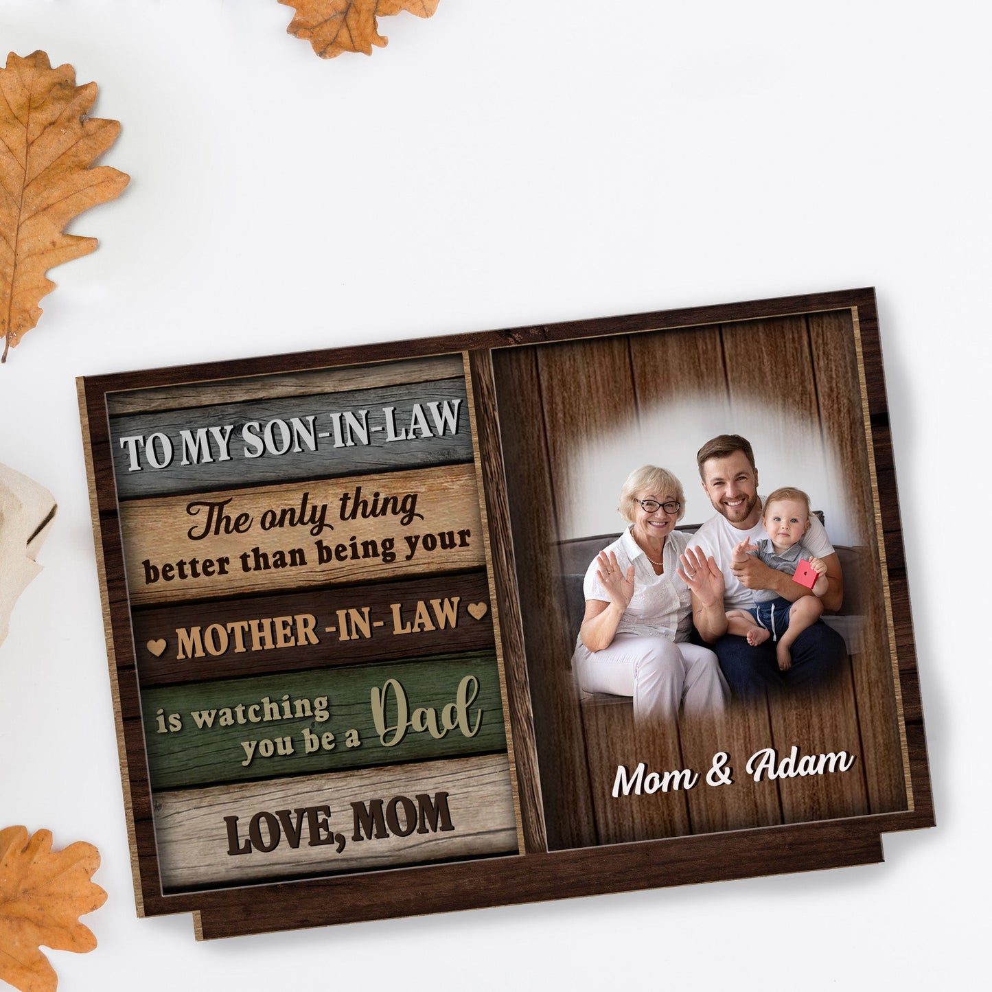To My Son-In-Law Watching You Be A Dad - Personalized 2-Layer Wood Plaque