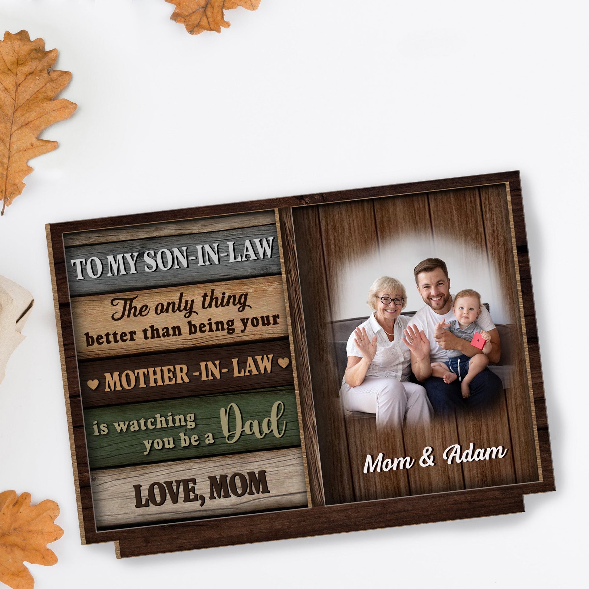 To My Son-In-Law Watching You Be A Dad - Personalized 2-Layer Wood Plaque