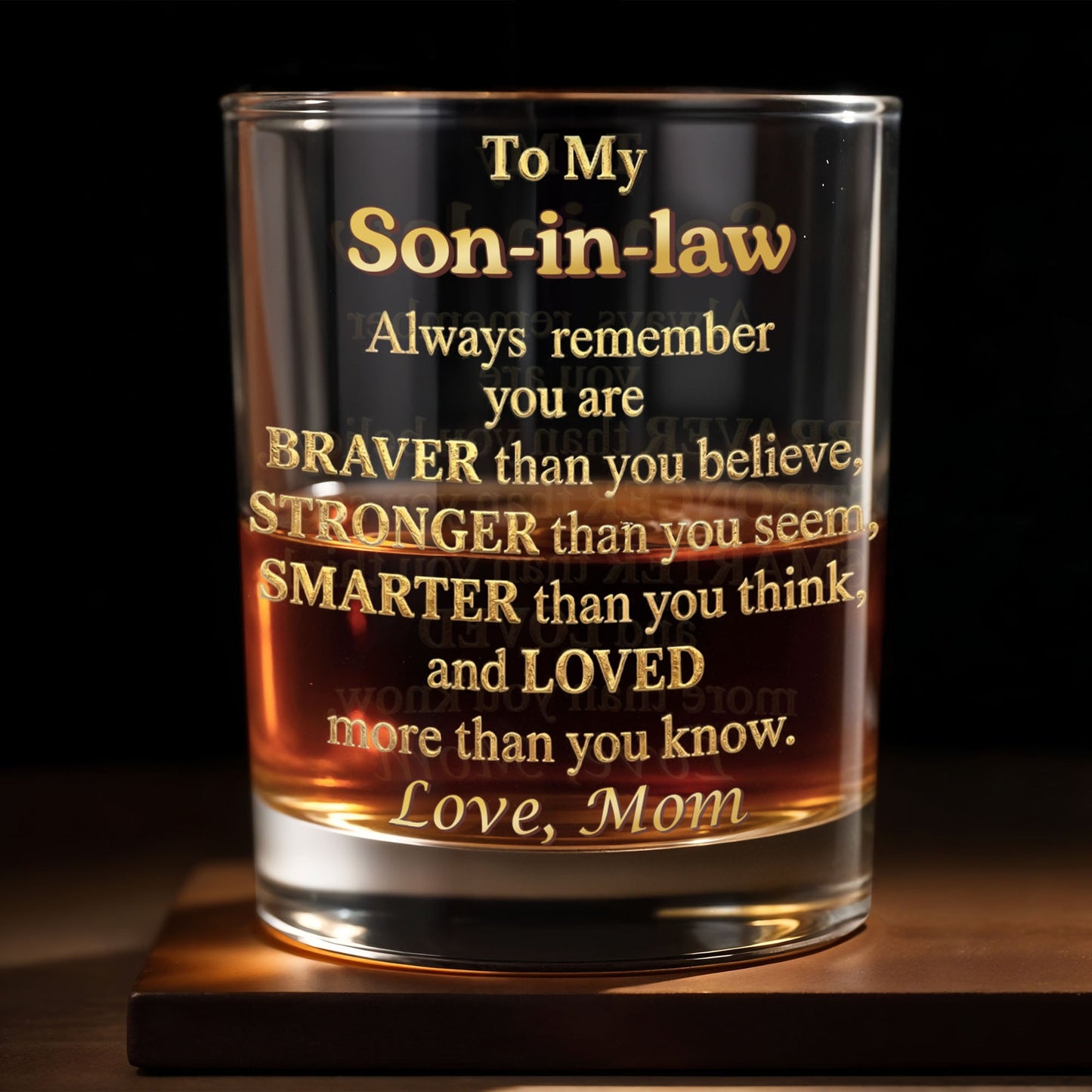 Personalized Son In Law Whiskey Glass for Daughter-in-Law / Son-in-Law