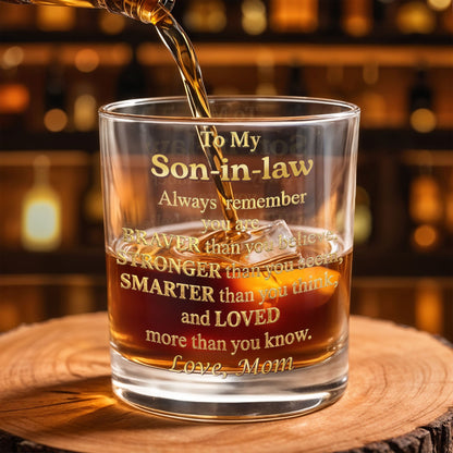 Tumbler material and size view - Personalized Son In Law Whiskey Glass