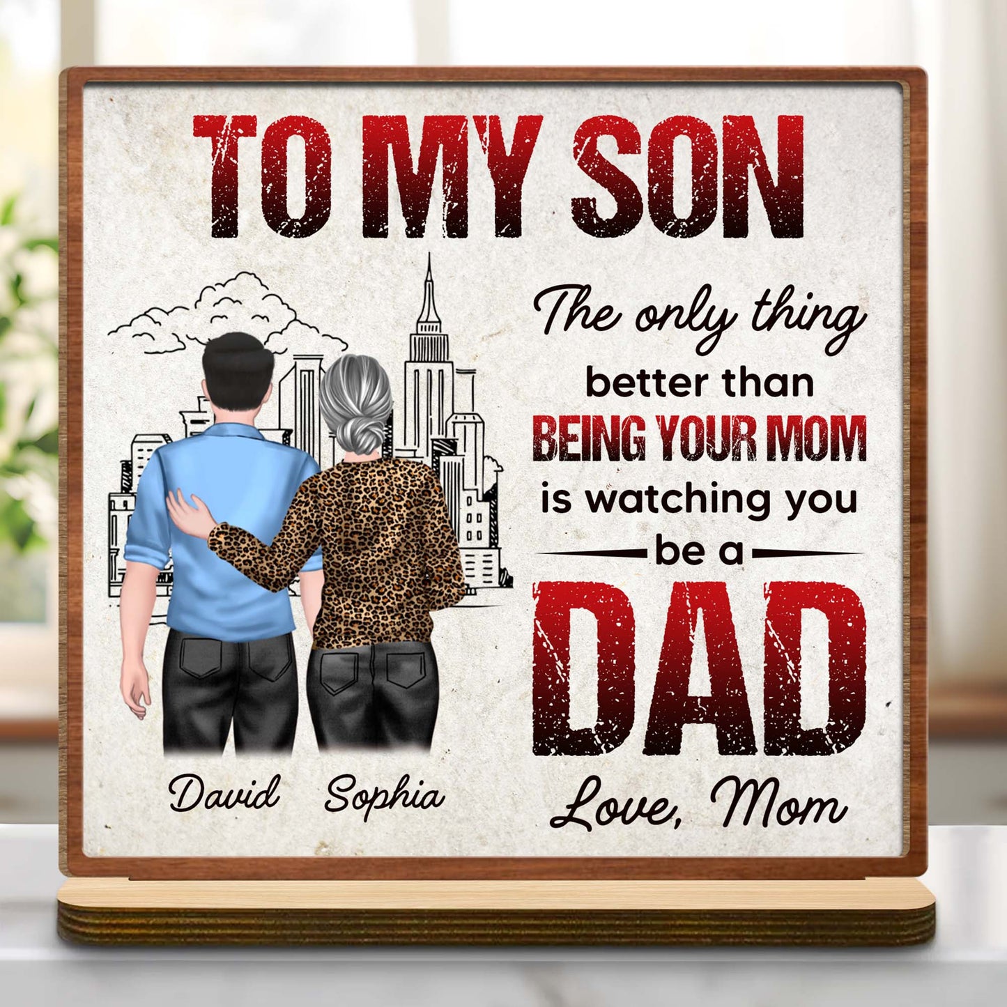 Personalized Son To Dad Wood Plaque for Son/Grandson with personalized design details for meaningful gifting