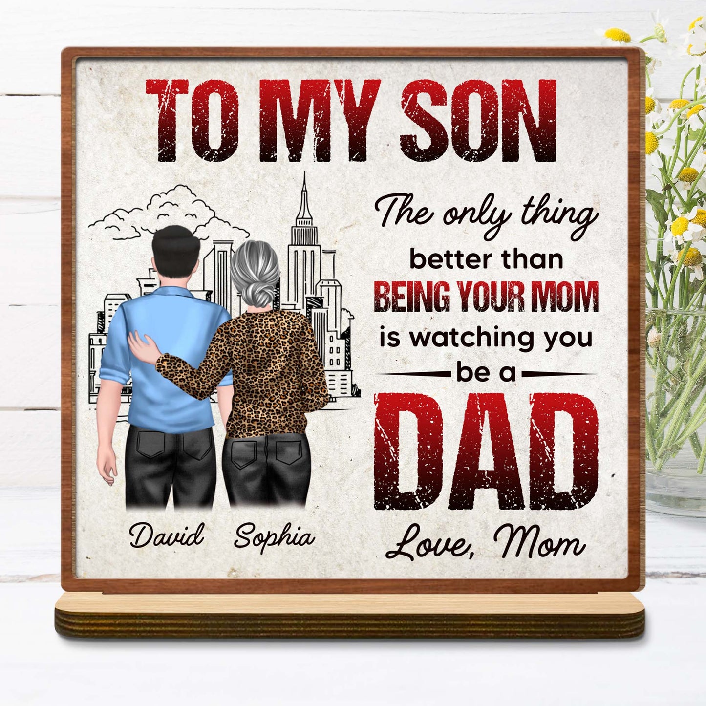 Wood Sign detail view for Son/Grandson