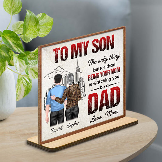 Wood Sign material and size view - Personalized Son To Dad Wood Plaque