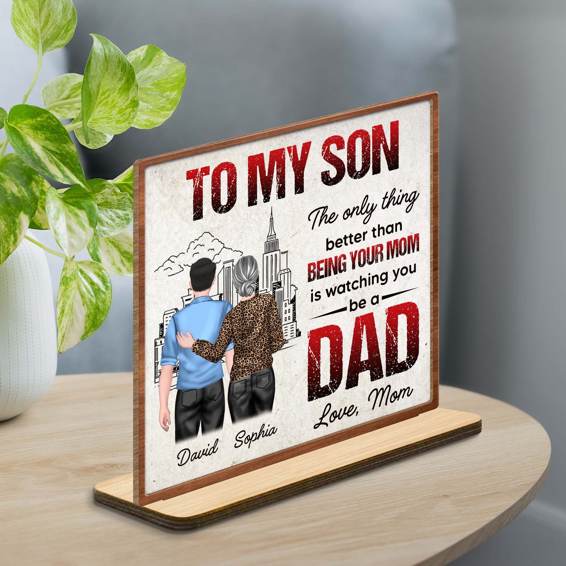 Wood Sign material and size view - Personalized Son To Dad Wood Plaque