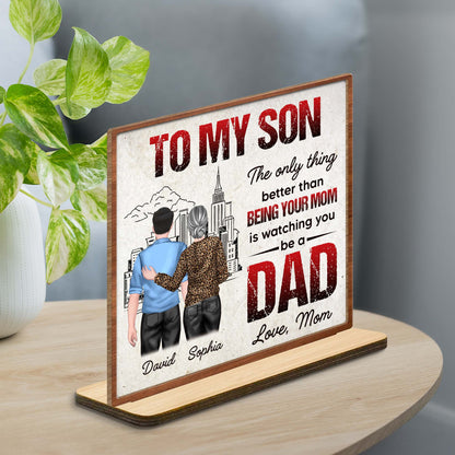 Wood Sign material and size view - Personalized Son To Dad Wood Plaque