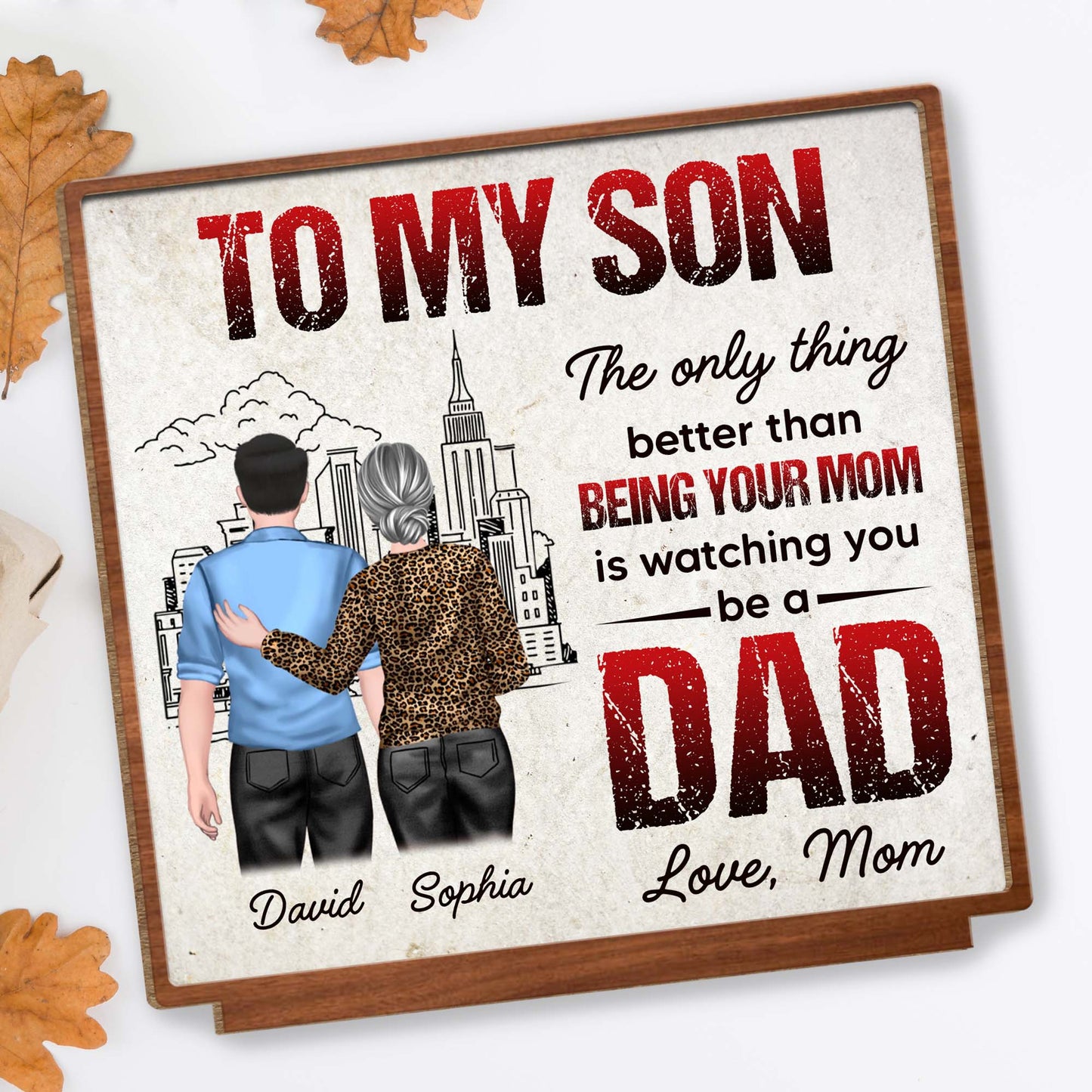 Personalized Son To Dad Wood Plaque personalization view for Son/Grandson