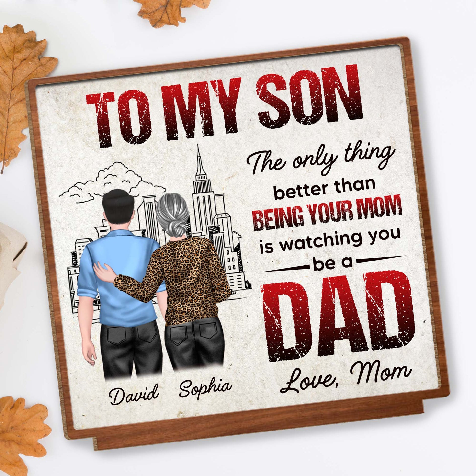 Personalized Son To Dad Wood Plaque personalization view for Son/Grandson
