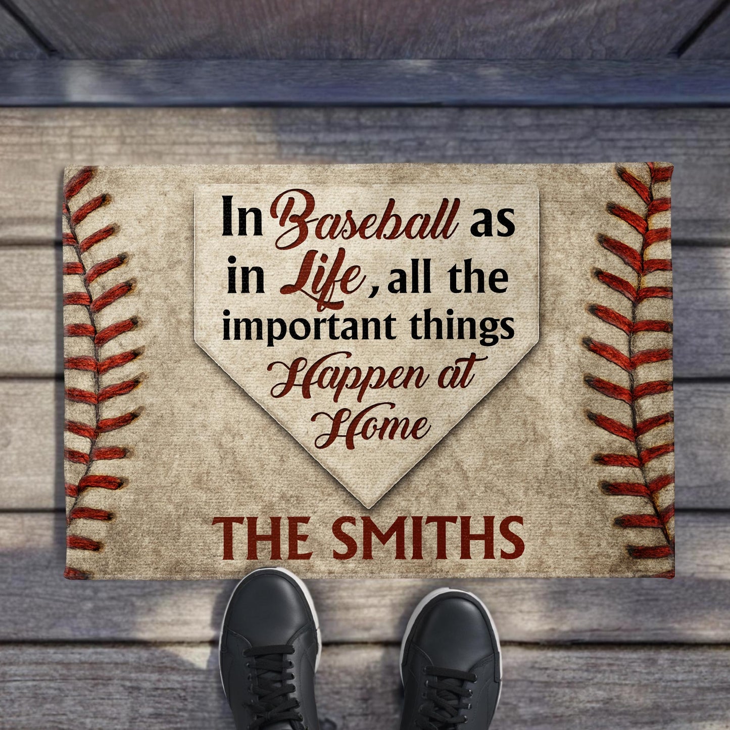 In Baseball As In Life All The Important Things Happen At Home - Personalized Custom Doormat