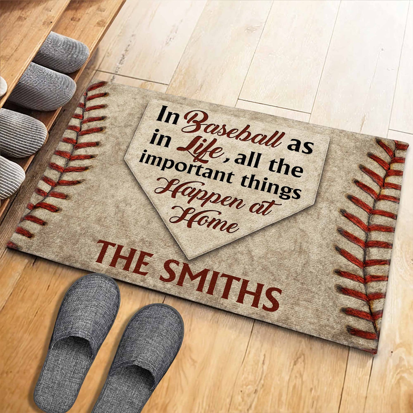 In Baseball As In Life All The Important Things Happen At Home - Personalized Custom Doormat