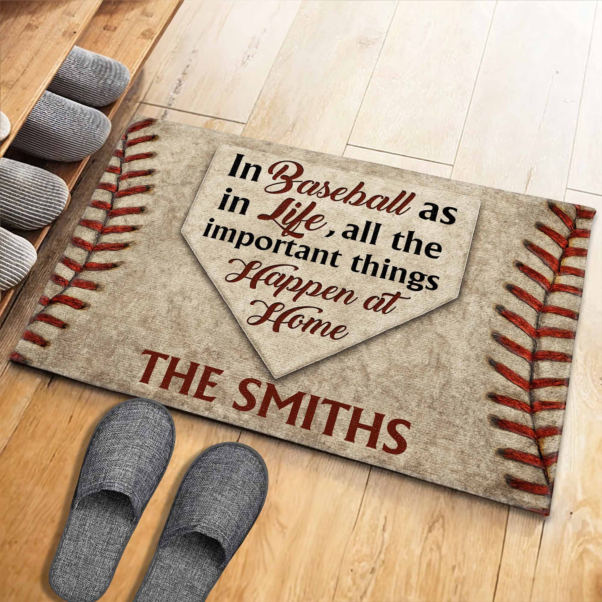 In Baseball As In Life All The Important Things Happen At Home - Personalized Custom Doormat