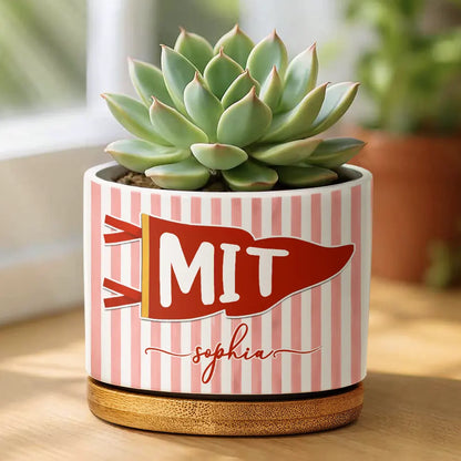Personalized School Pennant Plant Pot personalization view for Daughter/Granddaughter