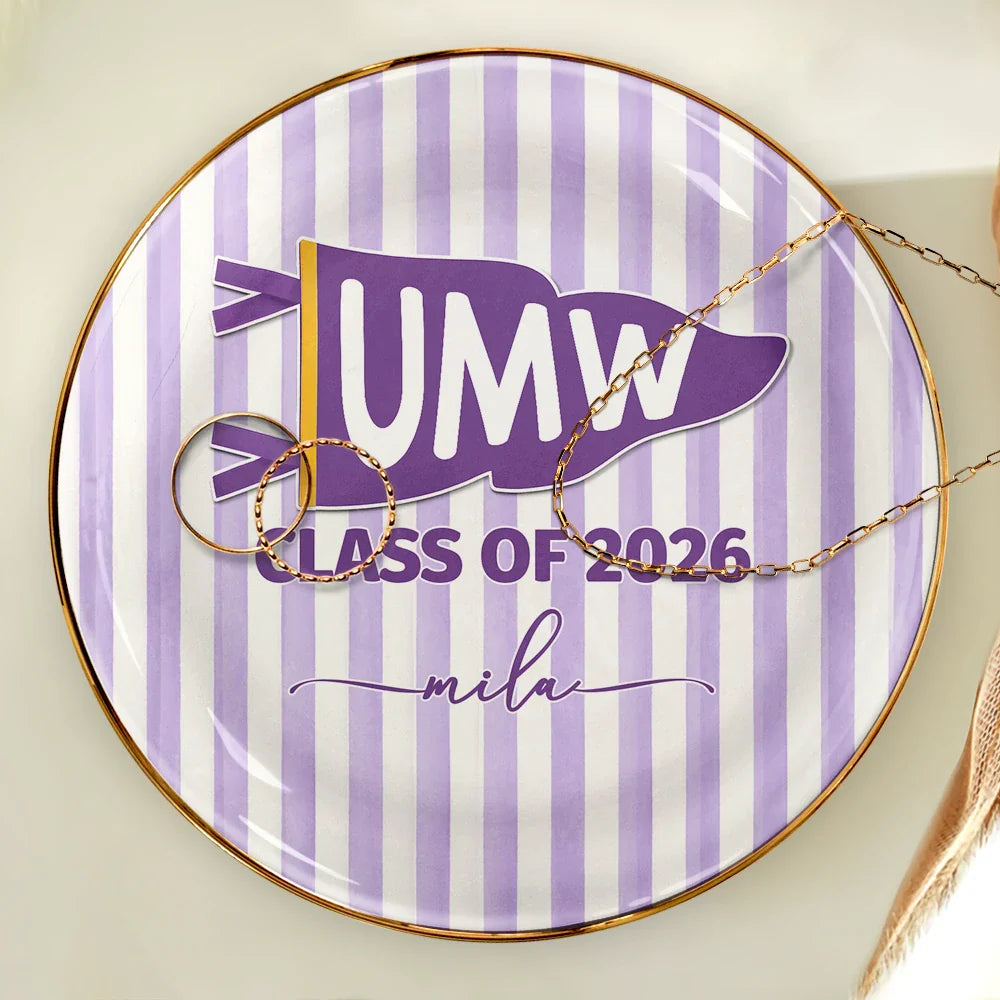 Jewelry Dish material and size view - Personalized Graduation Ring Dish