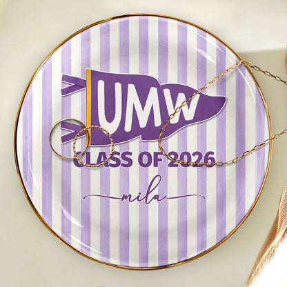 Jewelry Dish material and size view - Personalized Graduation Ring Dish