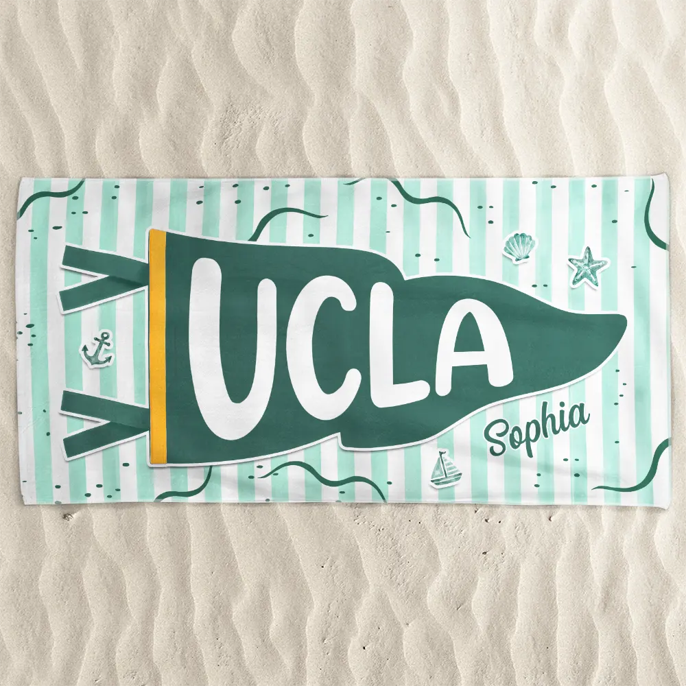 Towel material and size view - Custom Pennant Flag Beach Towel