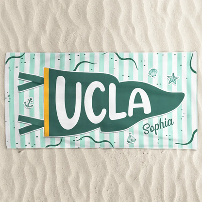 Towel material and size view - Custom Pennant Flag Beach Towel