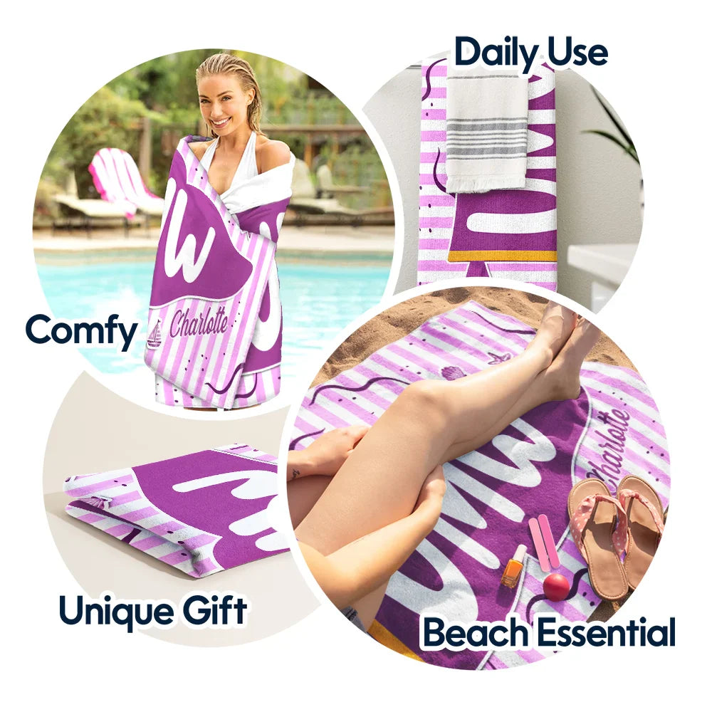 Custom Pennant Flag Beach Towel for Daughter/Granddaughter with personalized design details for meaningful gifting image 6