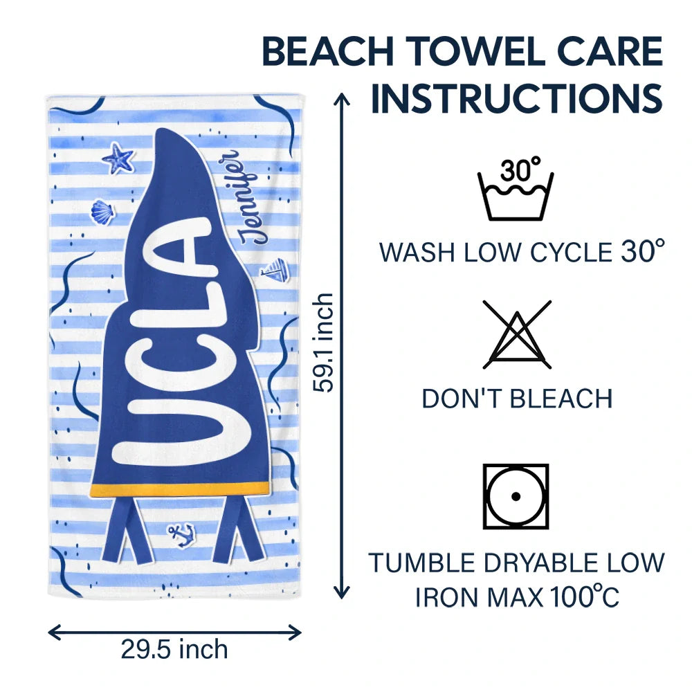 Custom Pennant Flag Beach Towel for Daughter/Granddaughter with personalized design details for meaningful gifting image 7