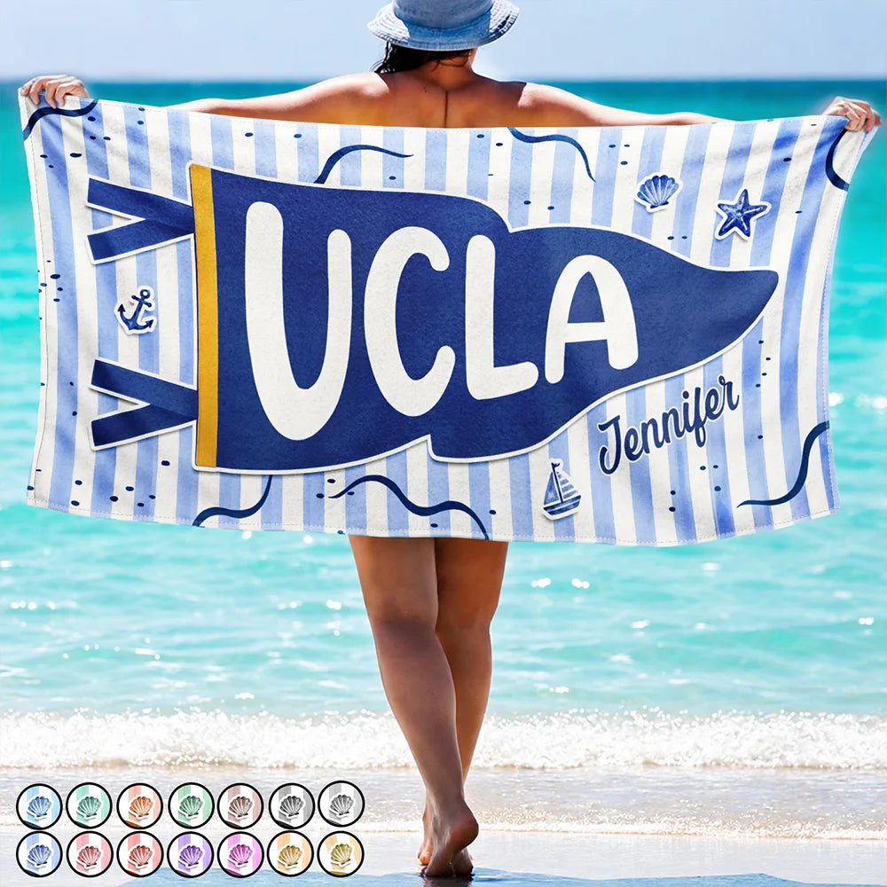 Custom Pennant Flag Beach Towel personalization view for Daughter/Granddaughter