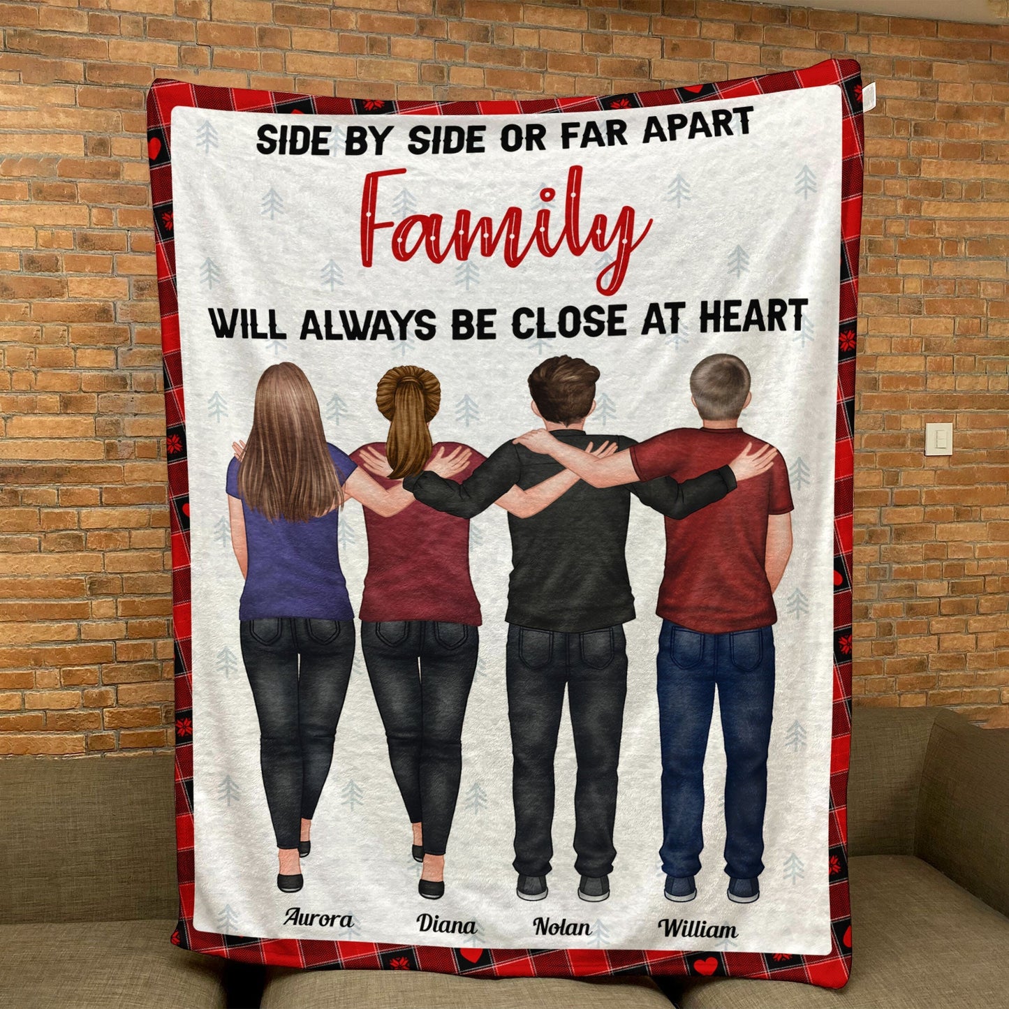 Side By Side Or Far Apart Family Close At Heart - Personalized Custom Family Blanket
