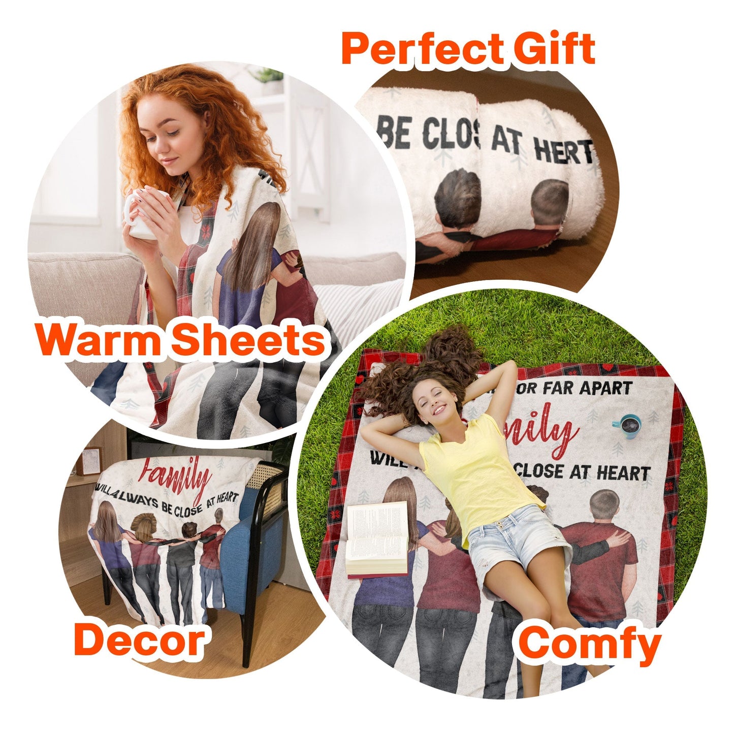 Side By Side Or Far Apart Family Close At Heart - Personalized Custom Family Blanket