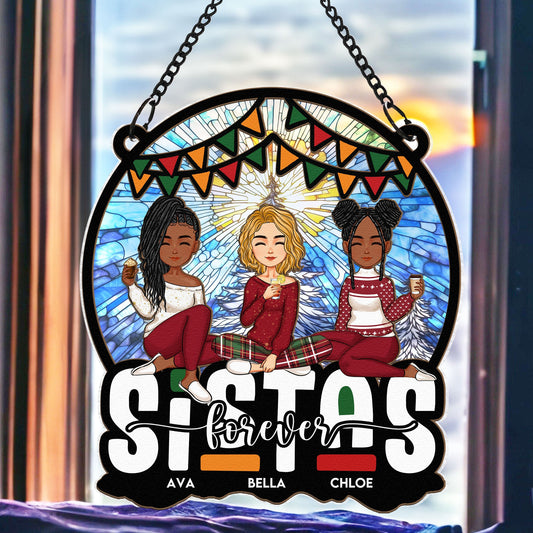 Heartfelt Personalized 'Sistas Forever' Window Suncatcher Ornament