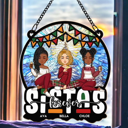 Heartfelt Personalized 'Sistas Forever' Window Suncatcher Ornament