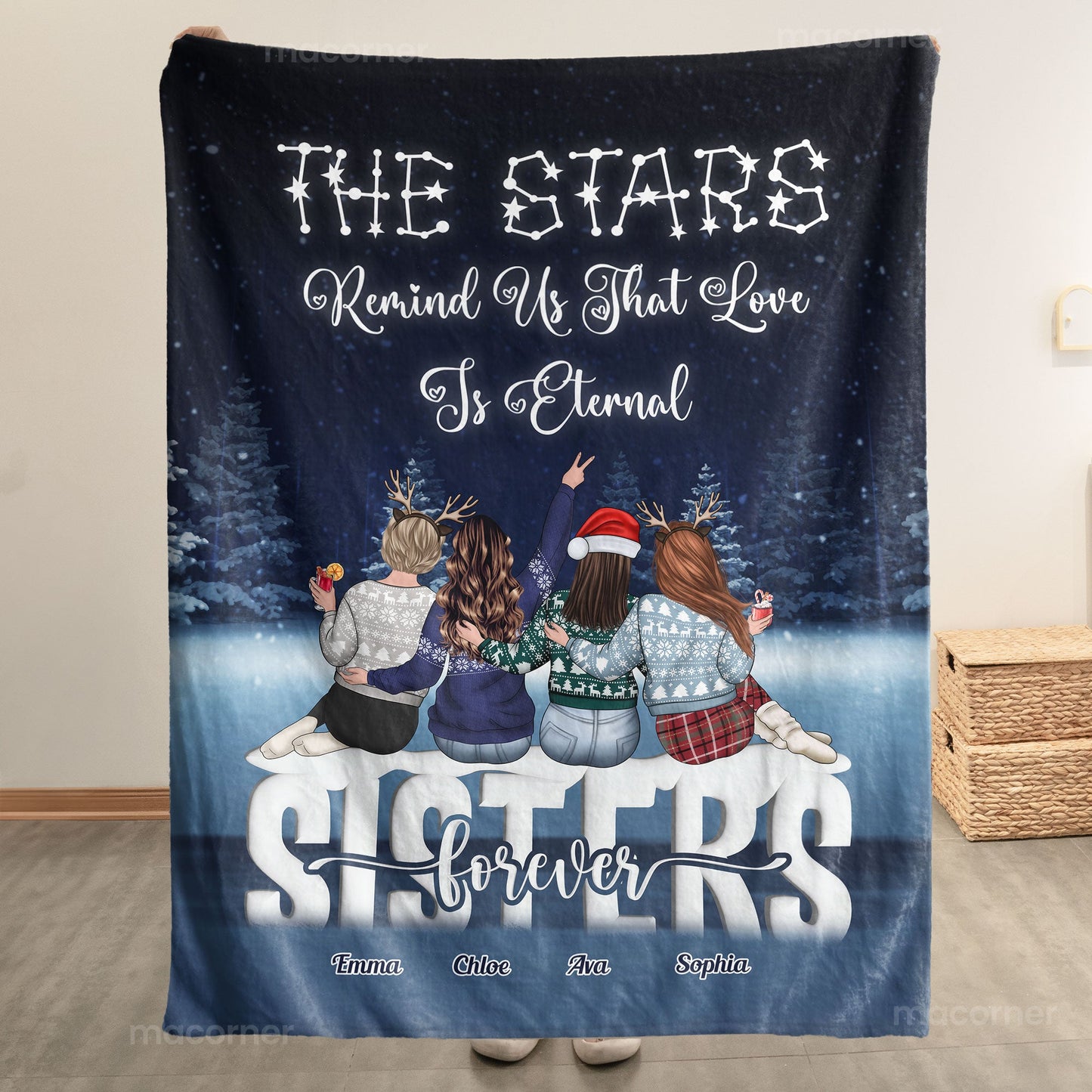 Sisters' Love Is Eternal - Personalized Custom Blanket for Sisters