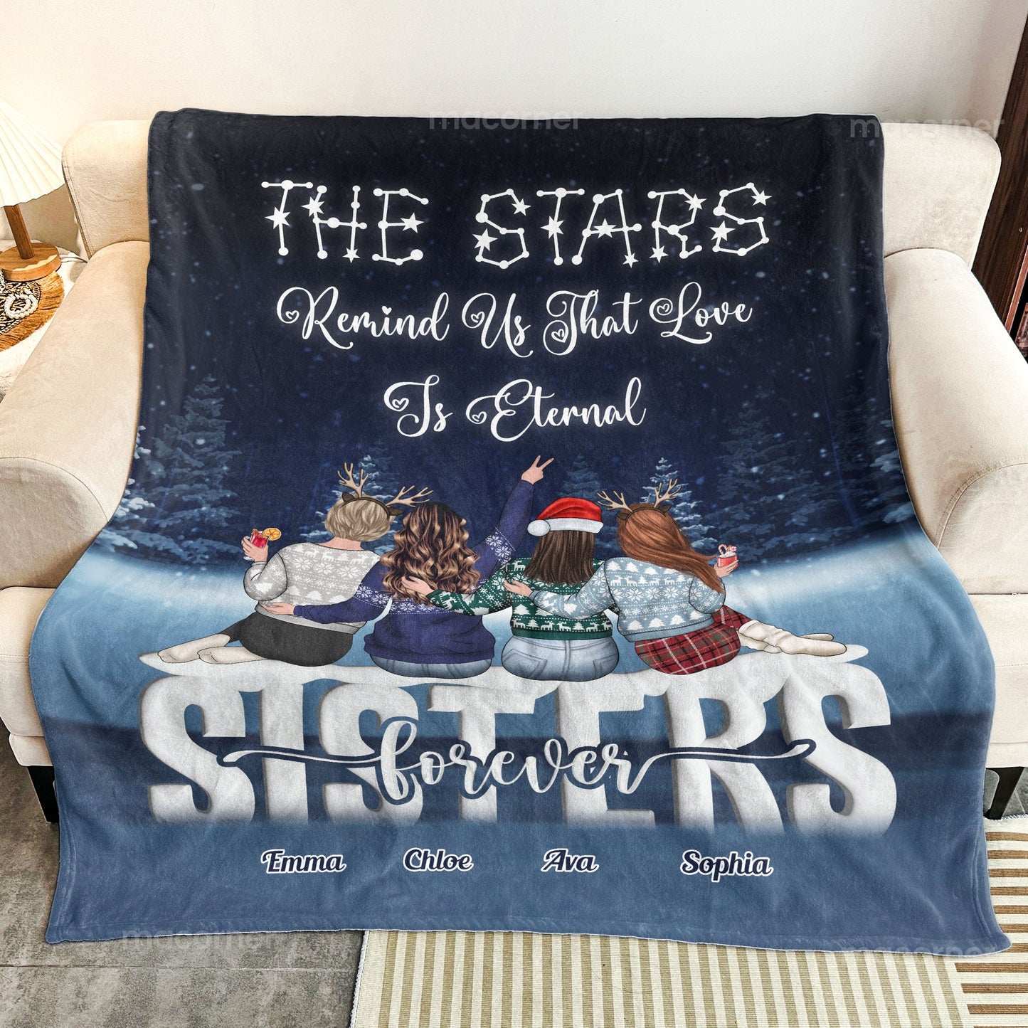 Sisters' Love Is Eternal - Personalized Custom Blanket for Sisters