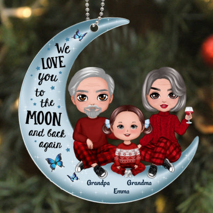 Personalized Love You to the Moon Acrylic Ornament - Custom Christmas Gift For Grandparents