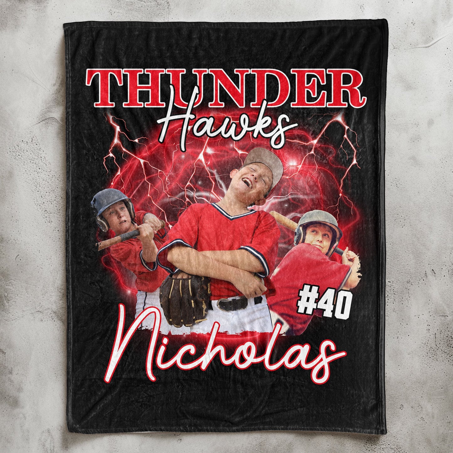 Personalized Sports Photo Blanket - Basketball, Football, Baseball, Soccer, Softball Gift