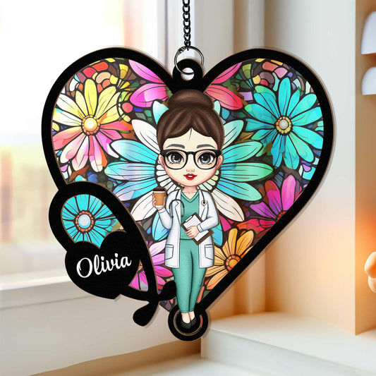 Stethoscope Nurse - Personalized Window Hanging Suncatcher Ornament