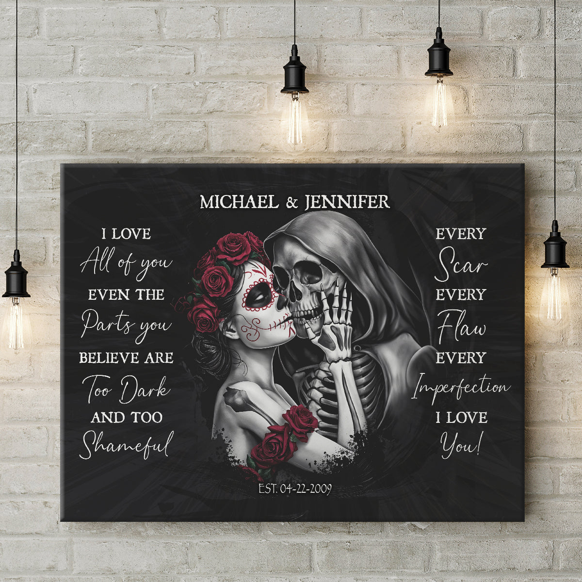 I Choose You - Personalized Custom Sugar Skull Couple Canvas / Poster